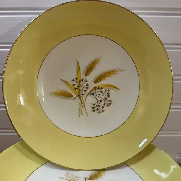 Set of 7 Vintage Soup Bowls - Century Service Autumn Gold Wheat 8 1/4" - Picture 2 of 4